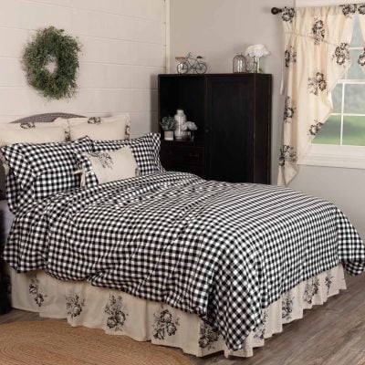 vintage check black duvet cover king farmhouse bed cover