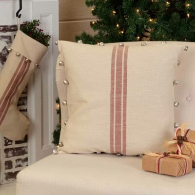 Sleigh Bells Ring Grain Sack  20" x 20" Pillow Cover