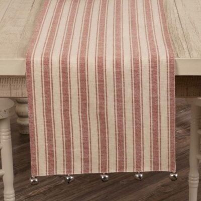 Sleigh Bells Ring Red Ticking Stripe Runner w/ Jingle Bells - 36"