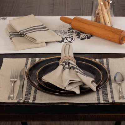 Mill House Stripe Black Napkin, Set/4