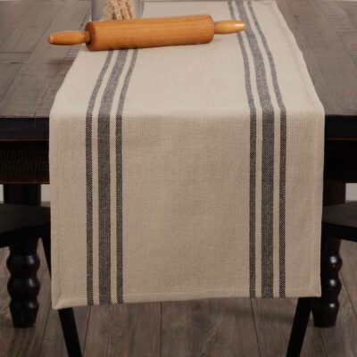 Mill House Stripe Black Table Runner - 36"