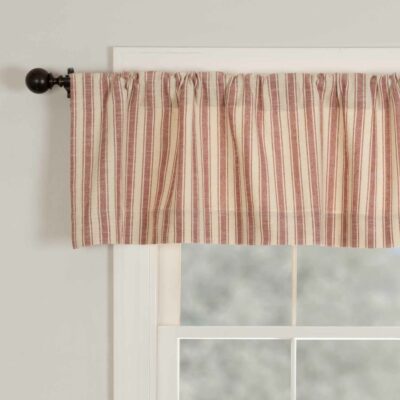 market place red ticking stripe valance farmhouse window topper
