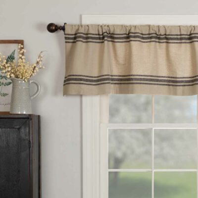 mill house stripe black valance 72" farmhouse window topper