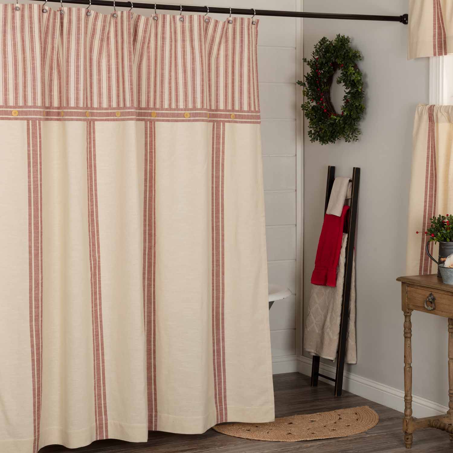 Market Place Red Grain Sack Stripe Shower Curtain Piper Classics Market Place Red Grain Sack Stripe Shower Curtain Piper Classics