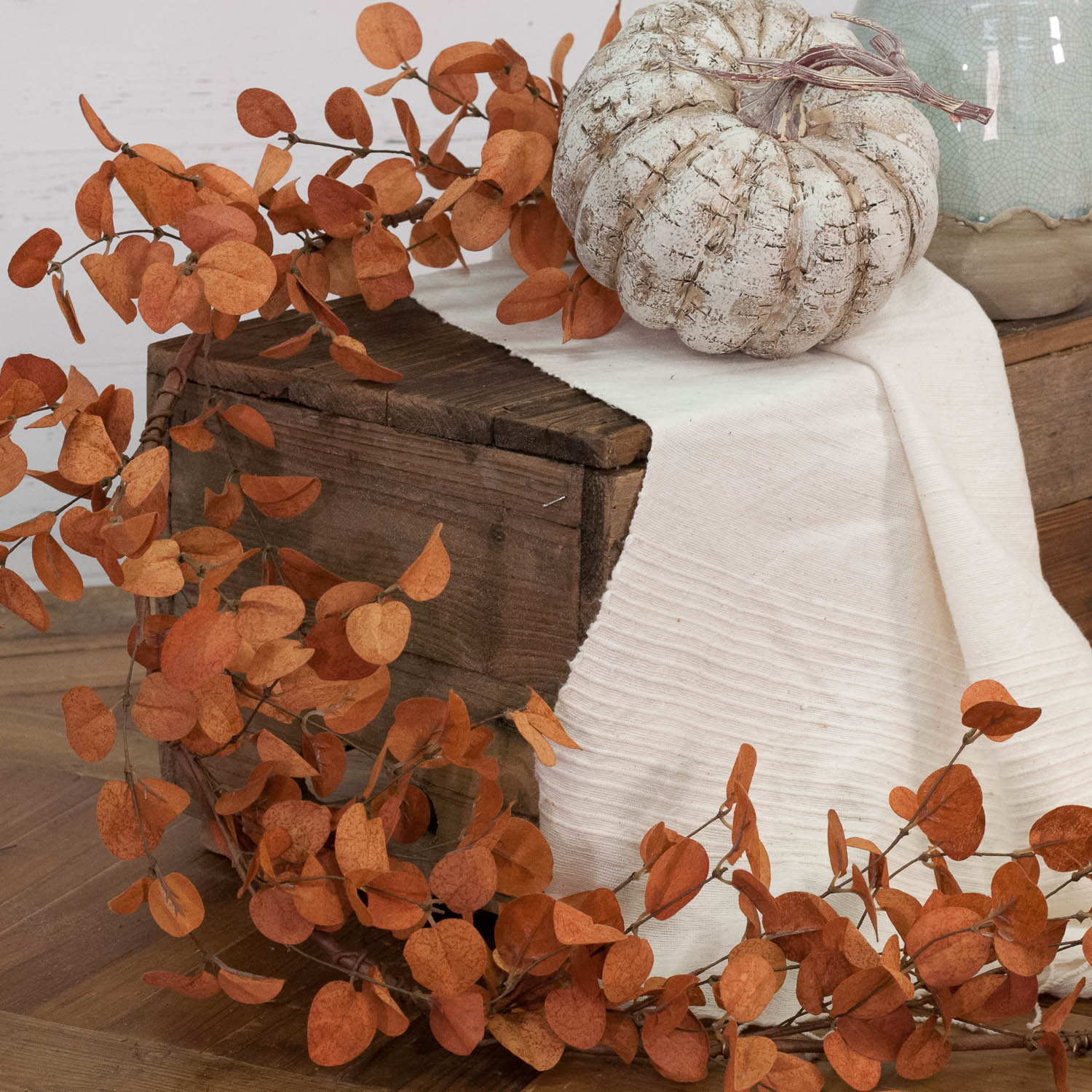 Lightweight, airy, rust colored fall floral garland