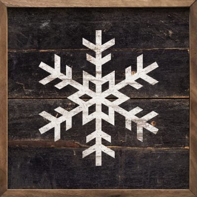 Snowflake Black Wooden Sign