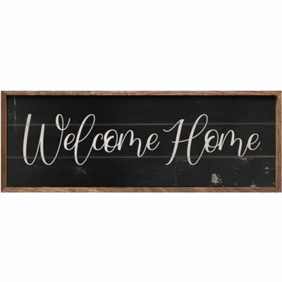 Black Distressed Welcome Home Wooden Sign