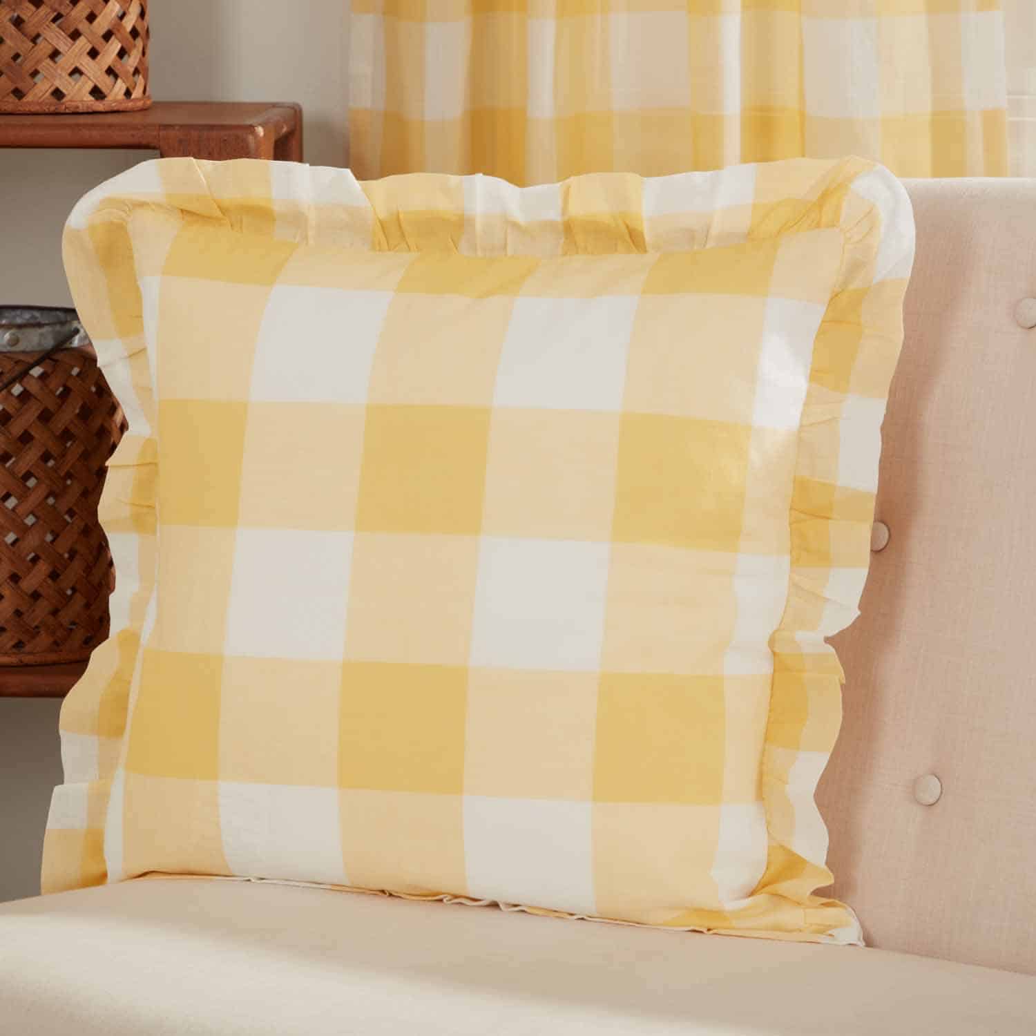 yellow buffalo check pillows