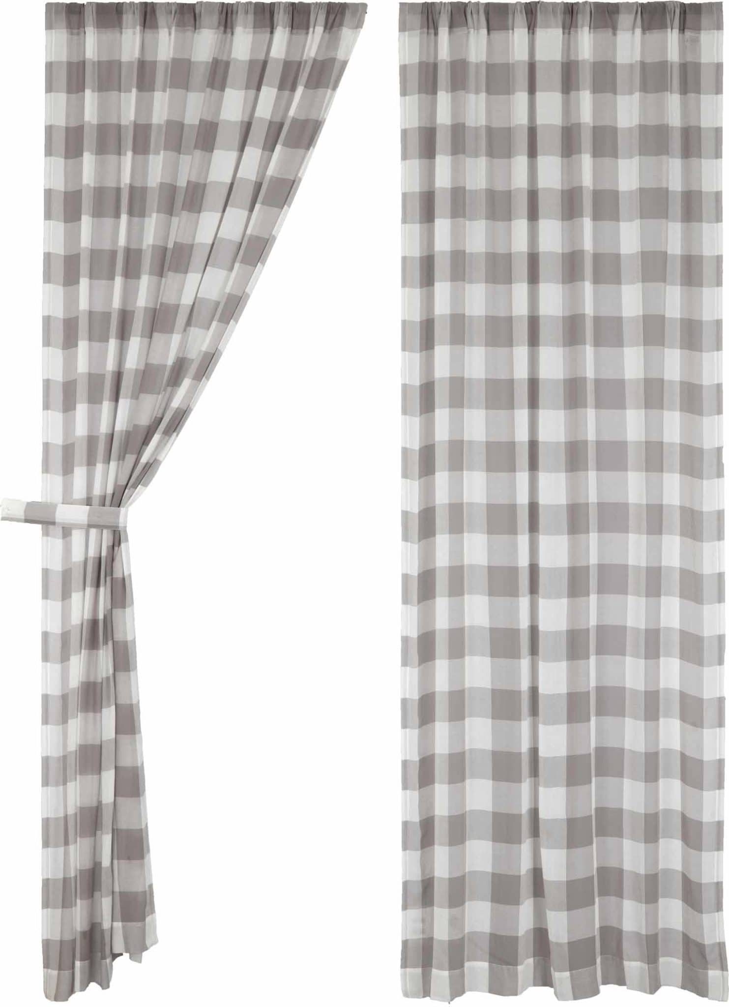 Madison Check Gray Sheer Drapes - 96" Set/2 - Image 2