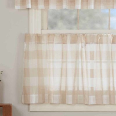 Madison Check Natural Sheer Tiers - 24" Set/2