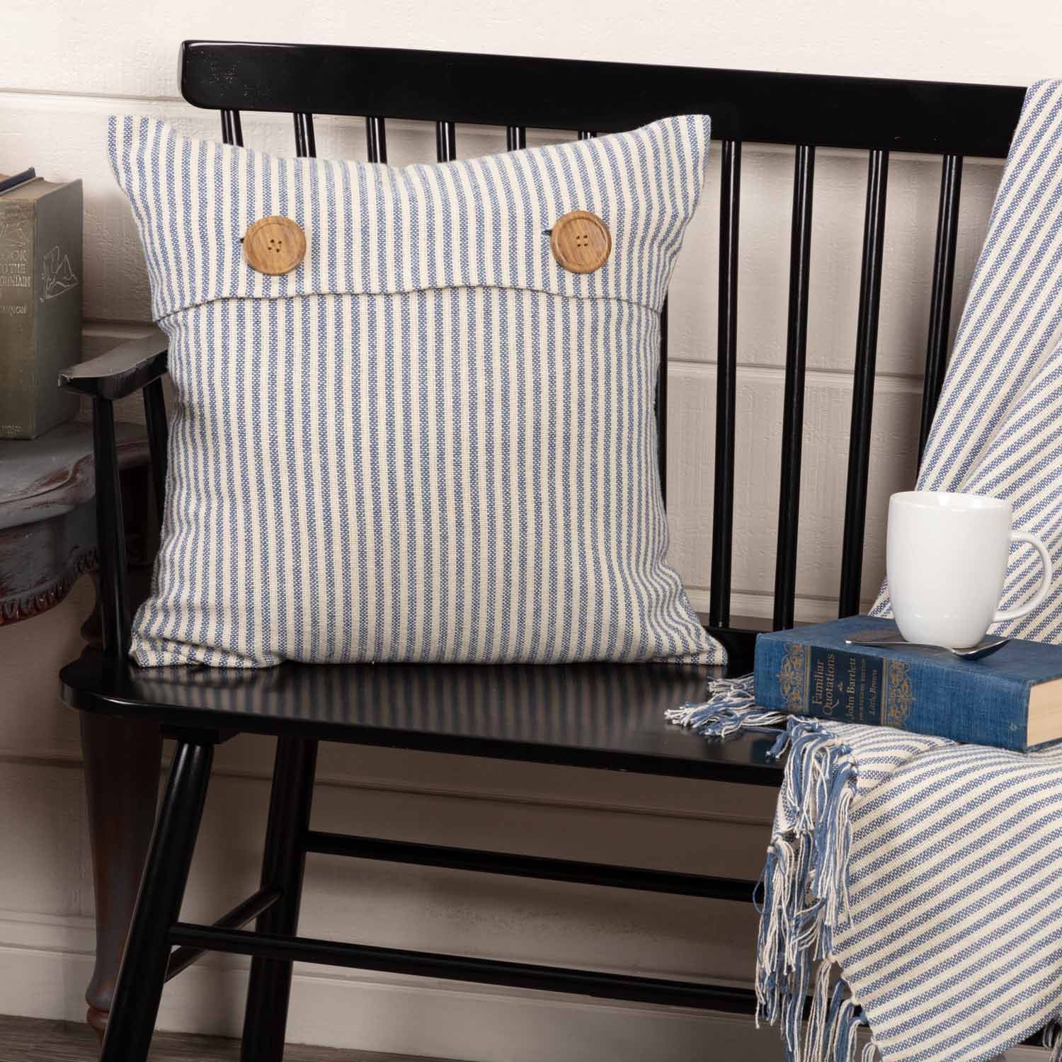 blue ticking pillows