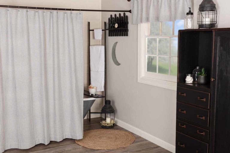 Homespun Blue Ticking Shower Curtain Piper Classics