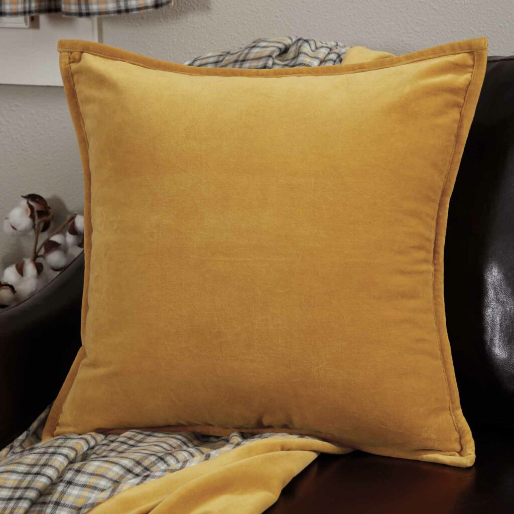 Morning Meadow Gold Velvet 20" x 20" Pillow Cover Throw Pillow Collection