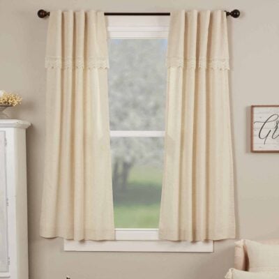 flax and lace panels 63" set of two farmhouse drapes