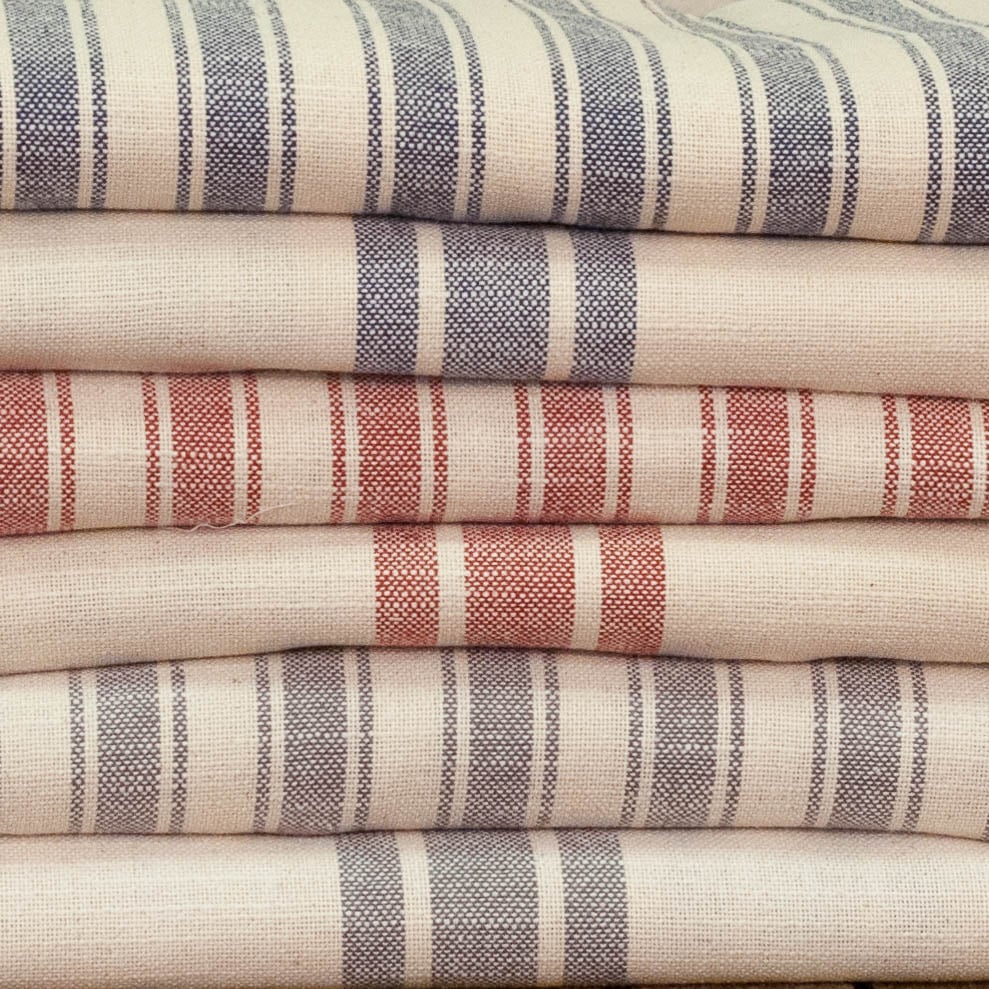 Grain Sack Fabric by the Yard Farmhouse Fabric Ticking Fabric Upholstery  Fabric 12 Stripe Fabric Beige Background 54 Wide -  Norway