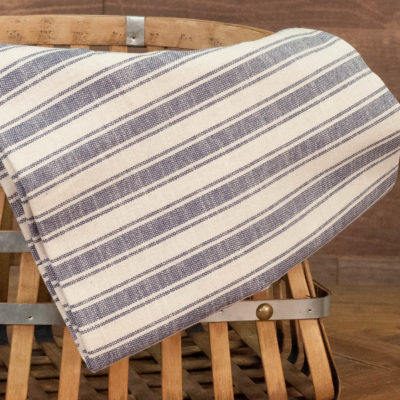 Market Place Blue Ticking Stripe Fabric - 3 yd