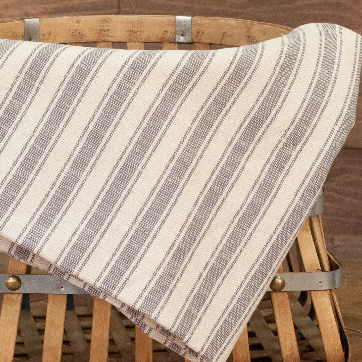 Market Place Gray Ticking Stripe Fabric - 1yd