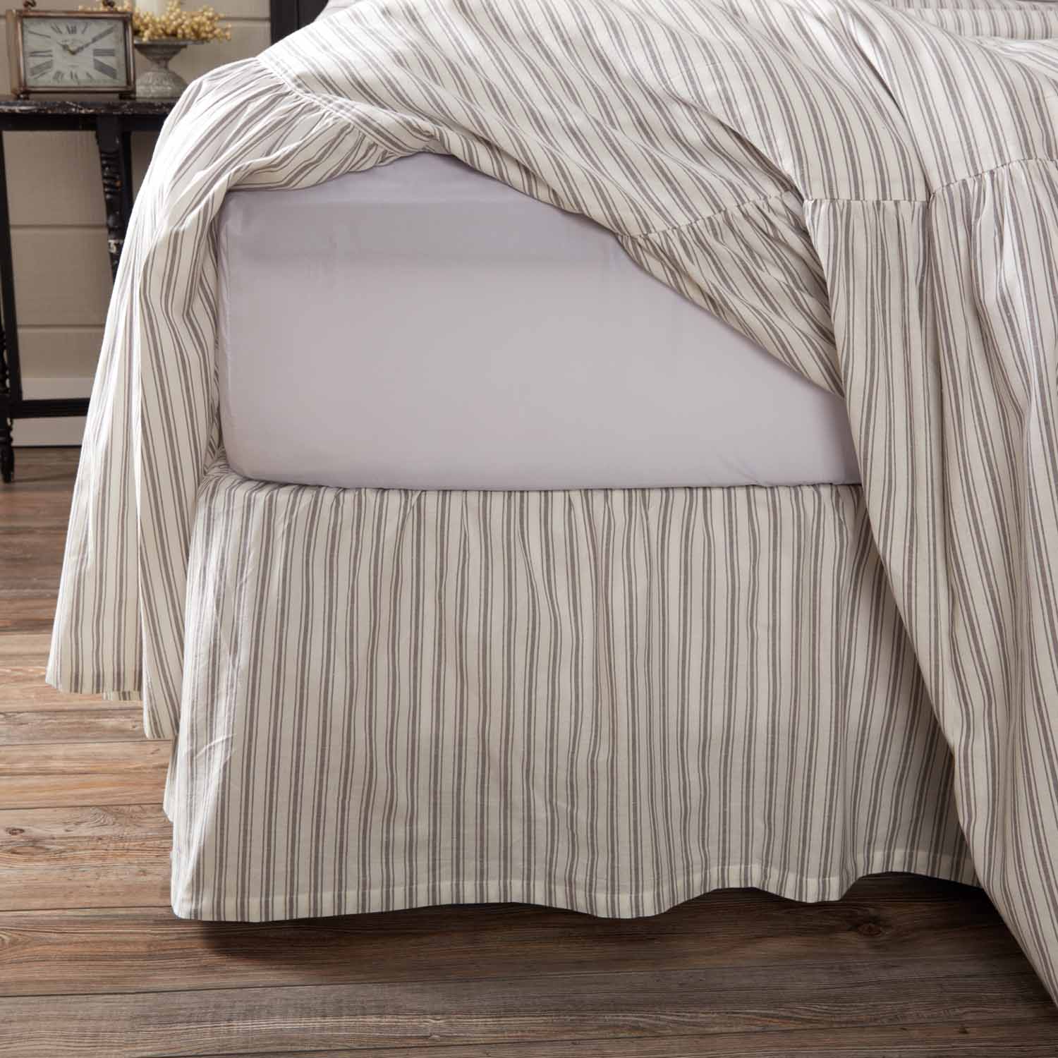 Timeless Ticking Ruffled Bed Skirt King Piper Classics Timeless Ticking Ruffled Bed Skirt, Tan Bed Skirt King