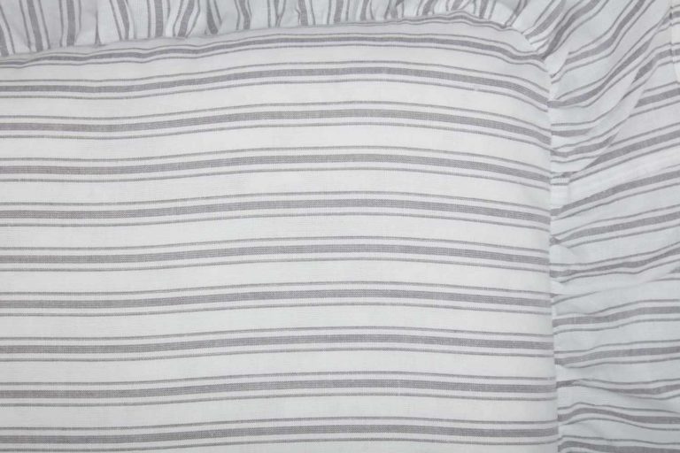 Timeless Ticking Gray Ruffled Chair Pad - Piper Classics