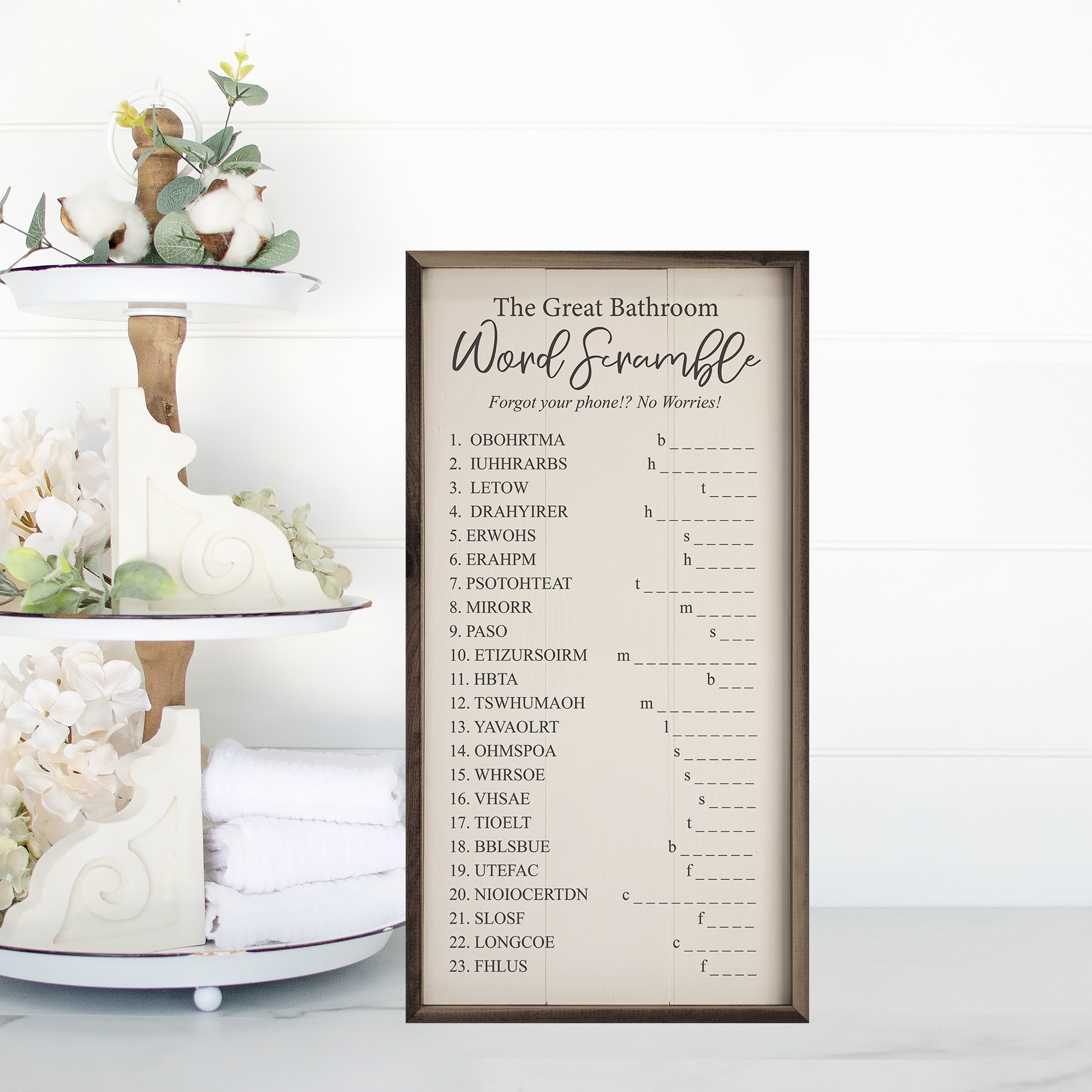 The Great Bathroom Word Scramble Wooden Sign - Image 3