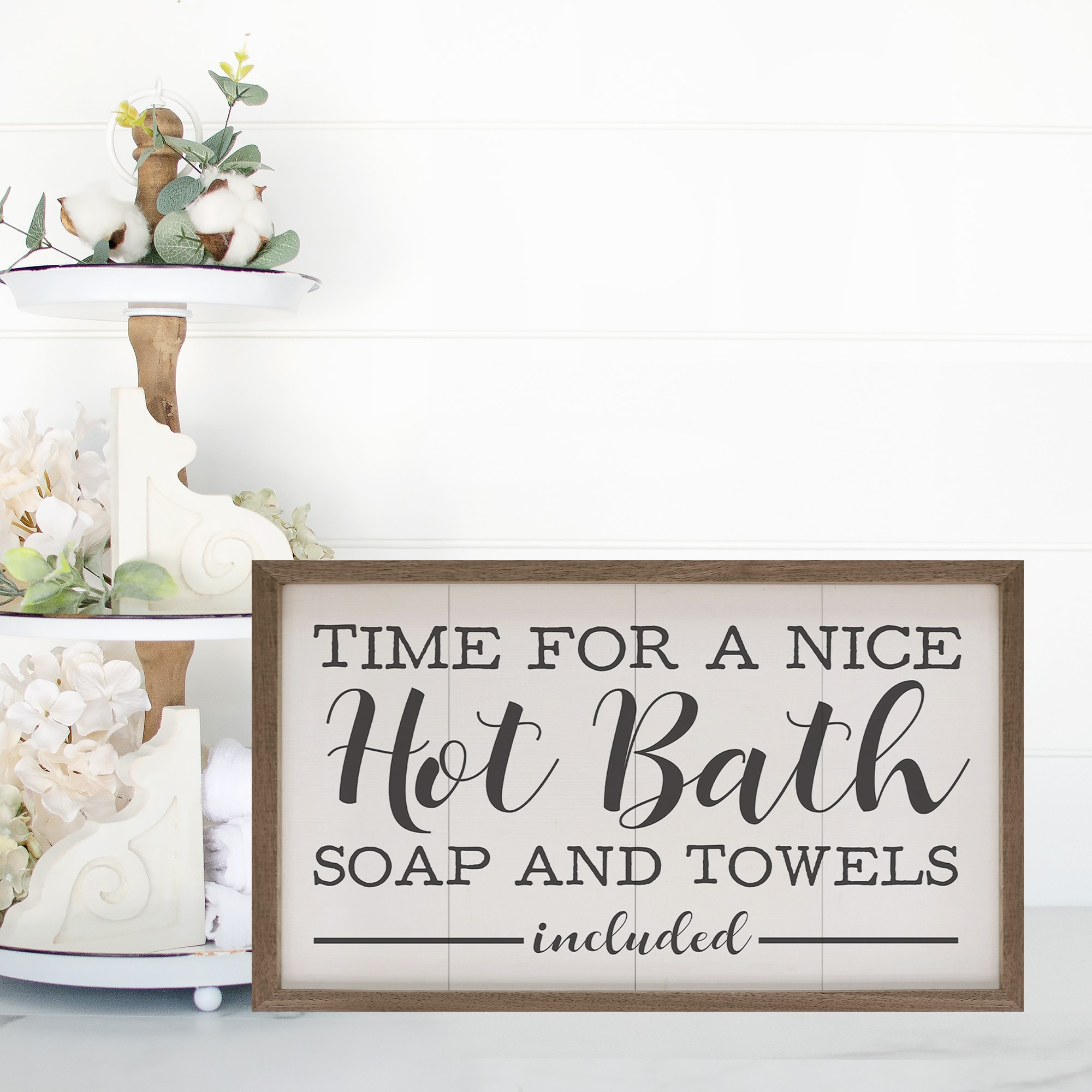 Hot Bath White Wooden Sign - Image 4