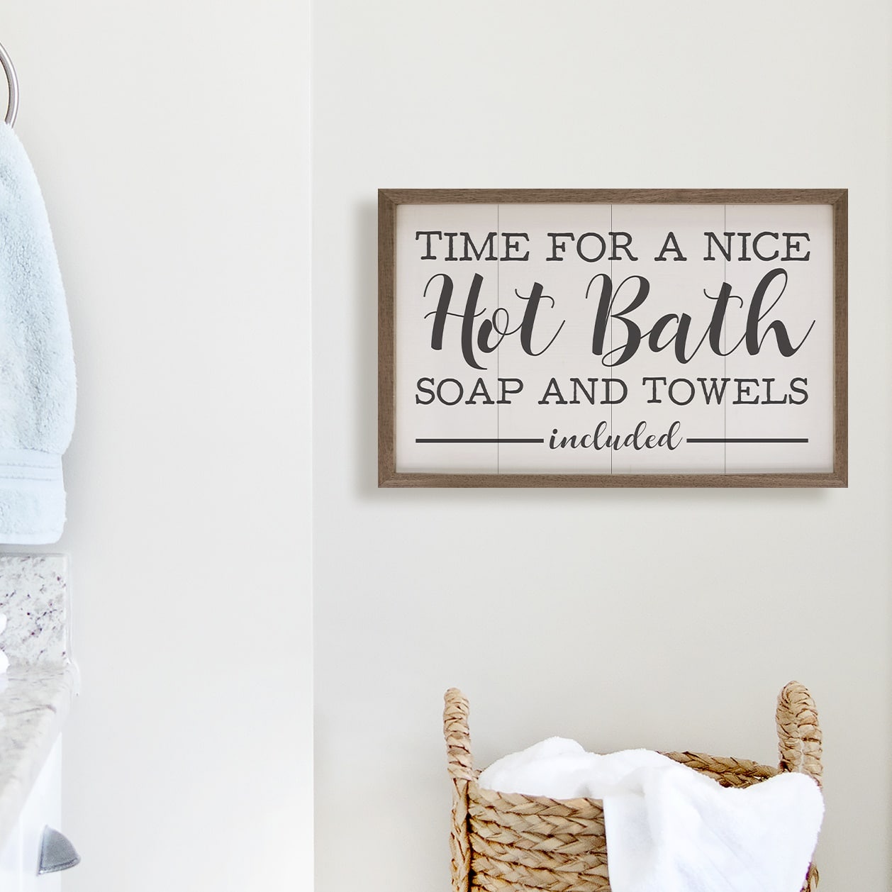 Hot Bath White Wooden Sign