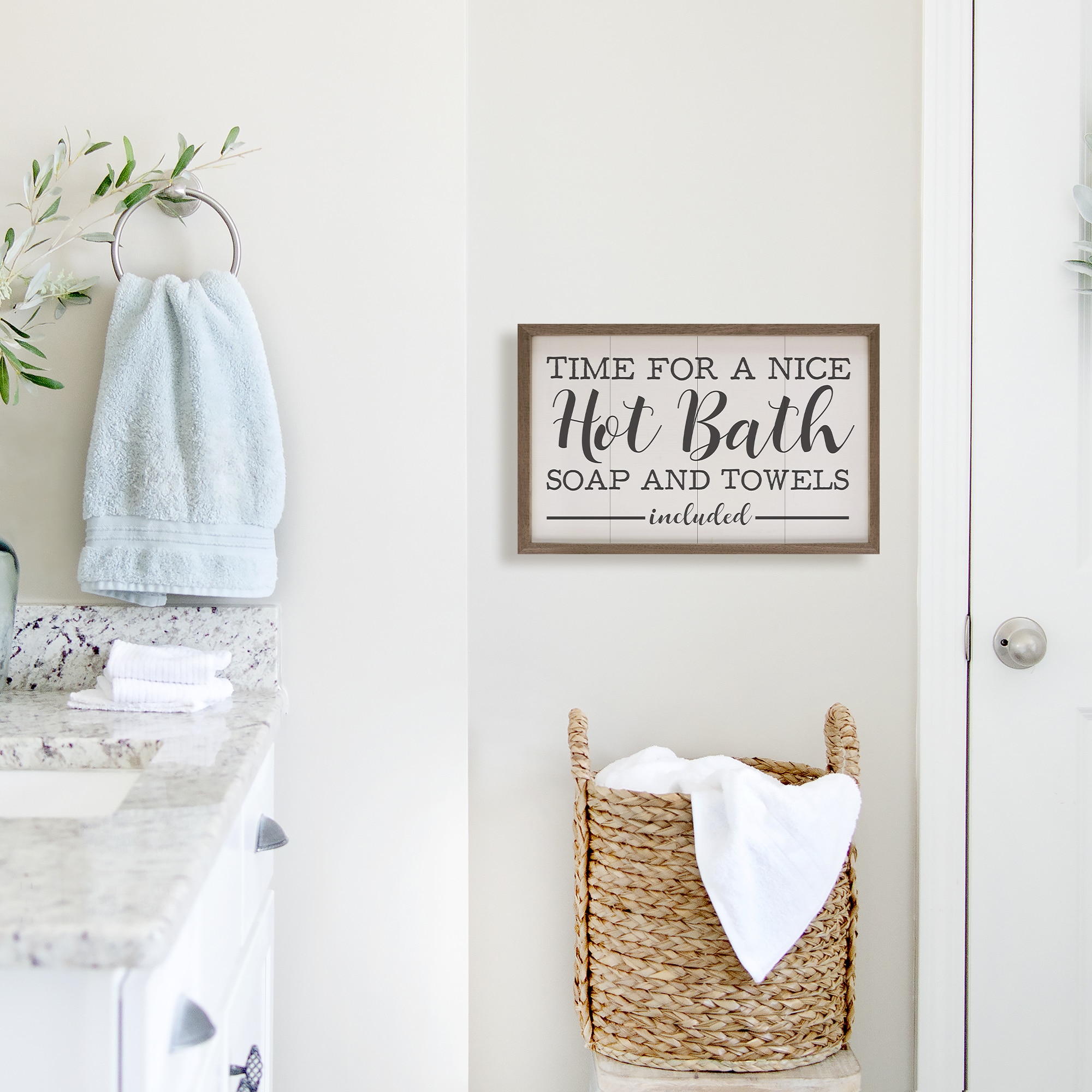 Hot Bath White Wooden Sign - Image 3