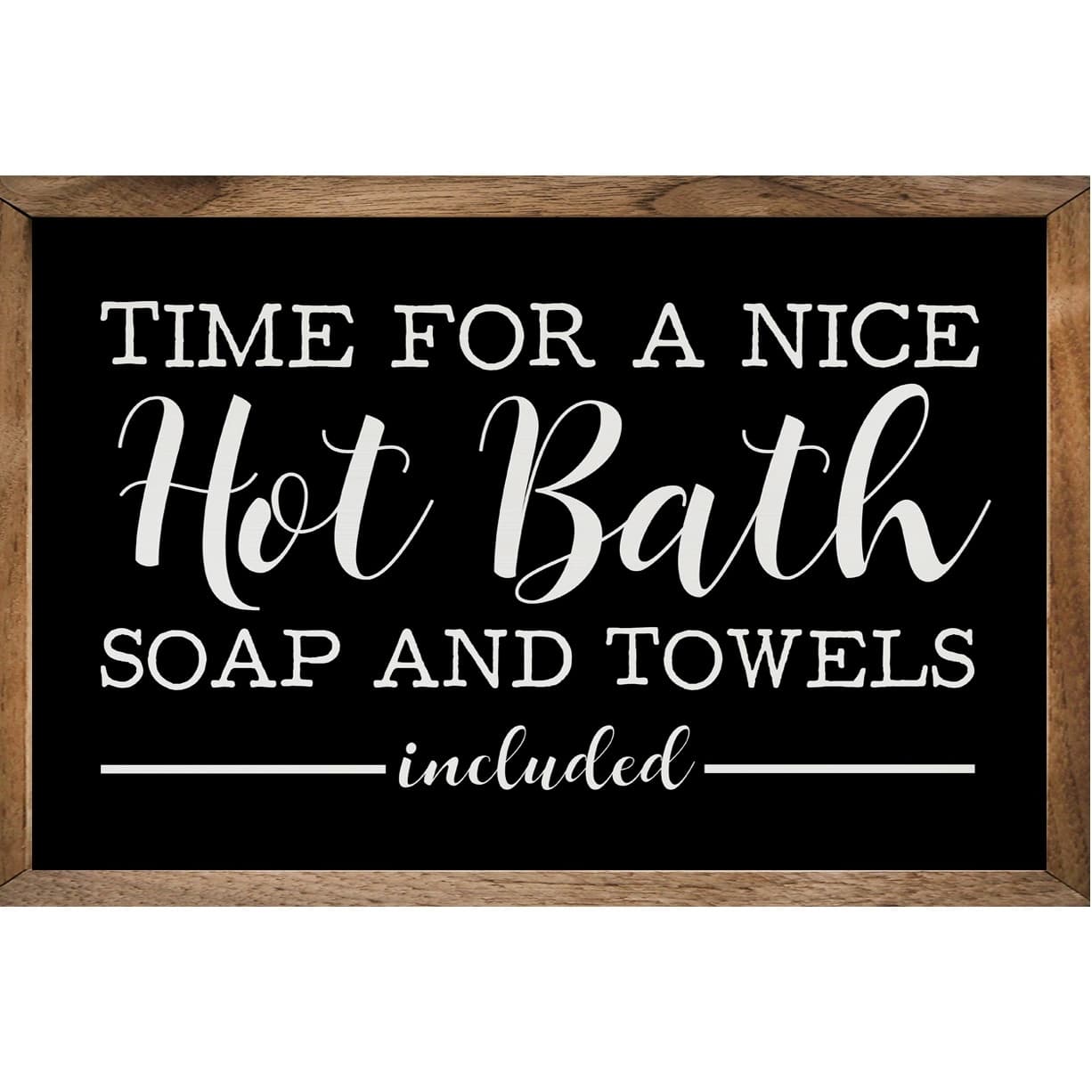 Hot Bath Black Wooden Sign