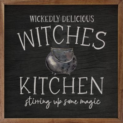 Witches Kitchen Kettle Black Wooden Sign