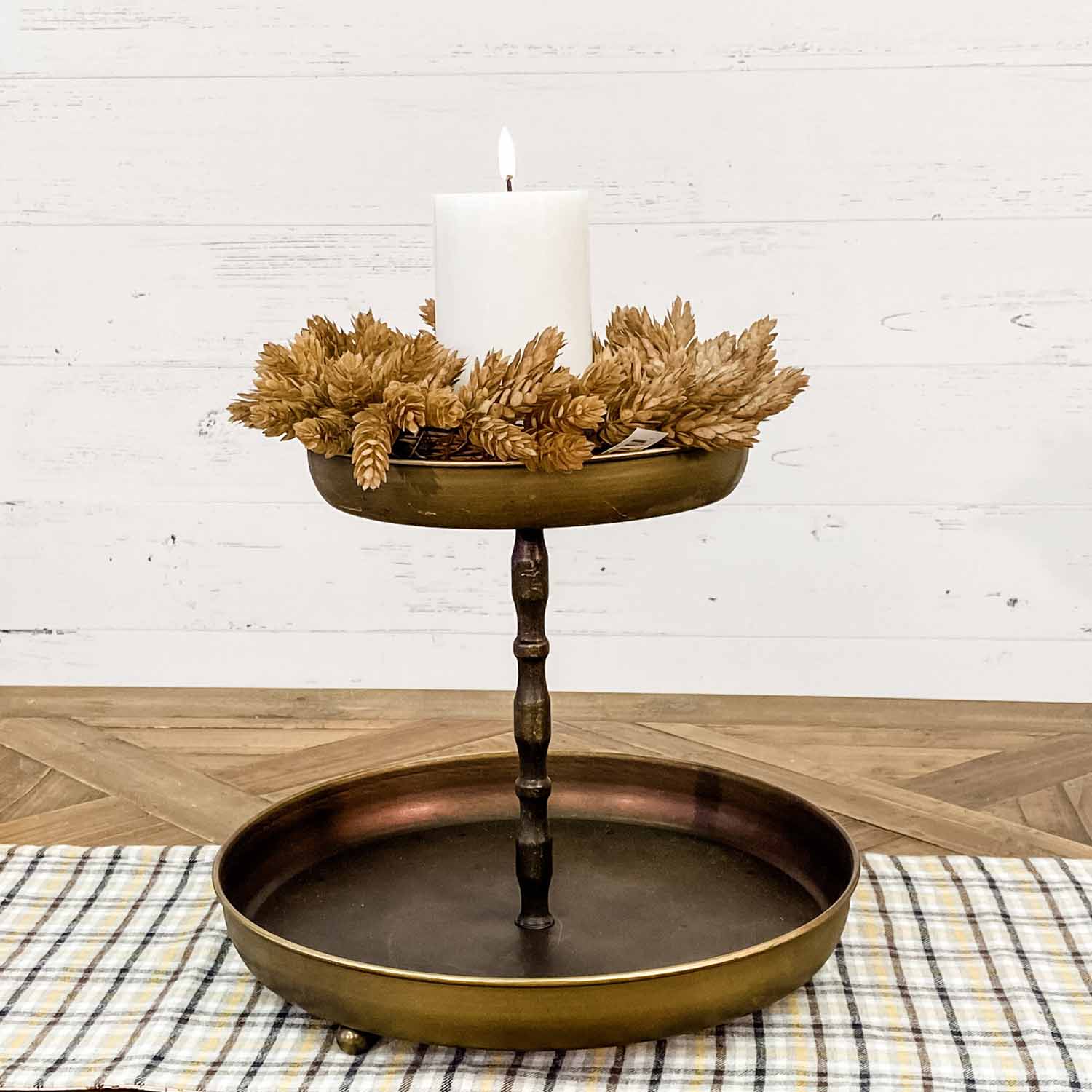 Gold tone two tier tray