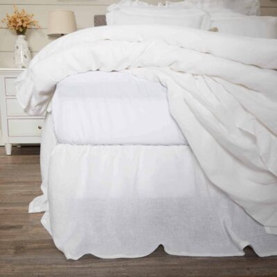 provincial linen white bed skirt california king 26" drop farmhouse king bed skirt