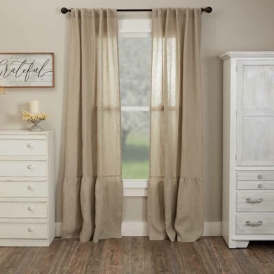 provincial linen natural drapes 120" set of two farmhouse window panels