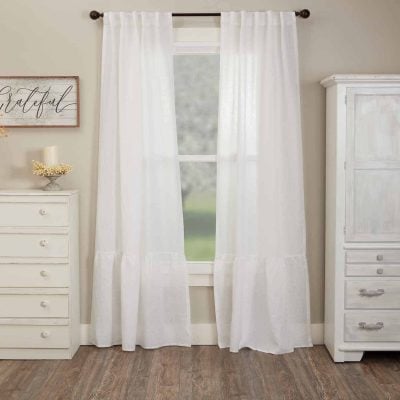 provincial linen white drapes 120" set of two farmhouse window panels