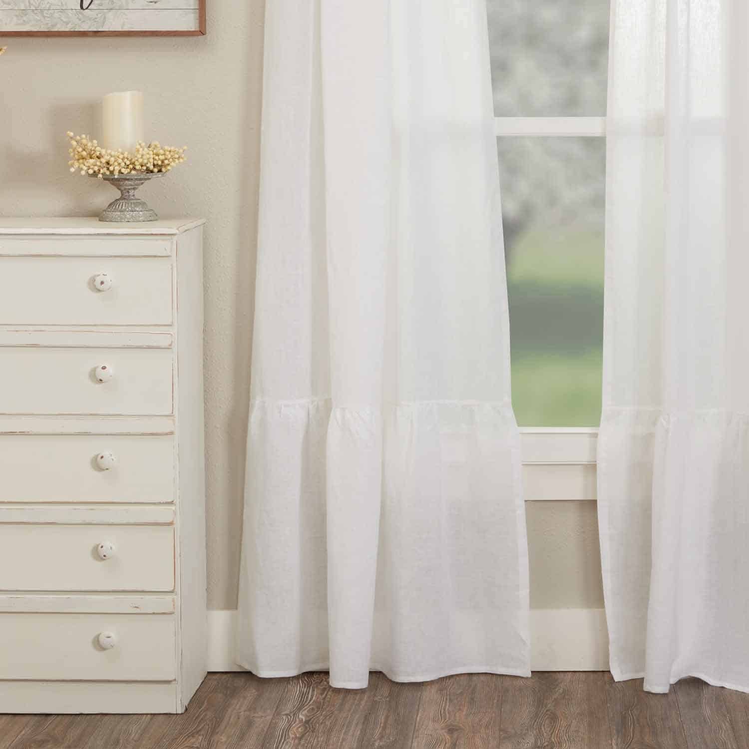Provincial Linen White Drapes - 84" Set/2 - Image 2