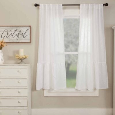 provincial linen white panels 63" set of two farmhouse drapes