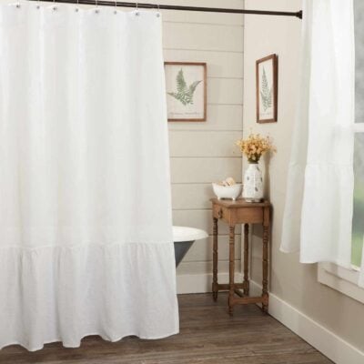 Provincial Linen White Shower Curtain