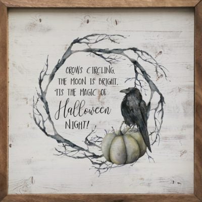 Magic of Halloween Night Whitewash Wooden Sign