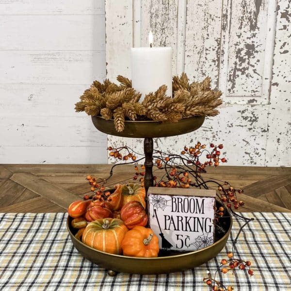 Trina Two Tier Antique Brass Tray - Piper Classics