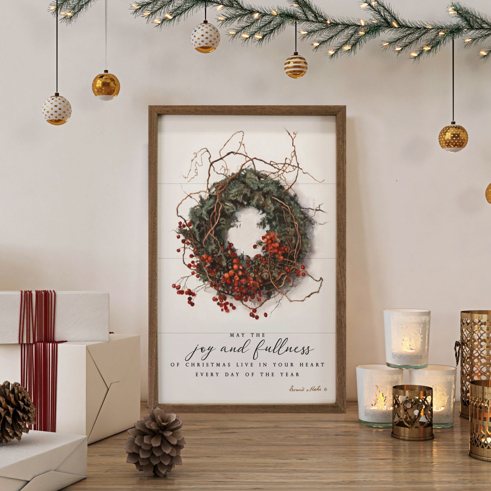 May The Joy & Fullness Wreath Wooden Sign - Image 4