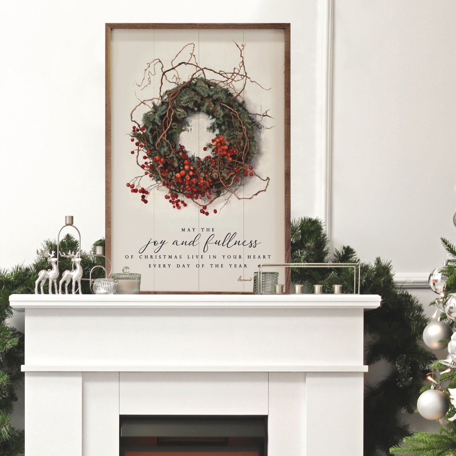 May The Joy & Fullness Wreath Wooden Sign - Image 3