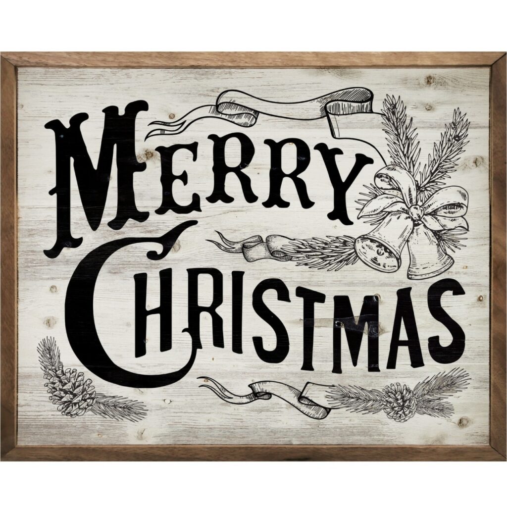 Vintage Merry Christmas Wooden Sign - Piper Classics