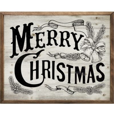 Vintage Merry Christmas Wooden Sign