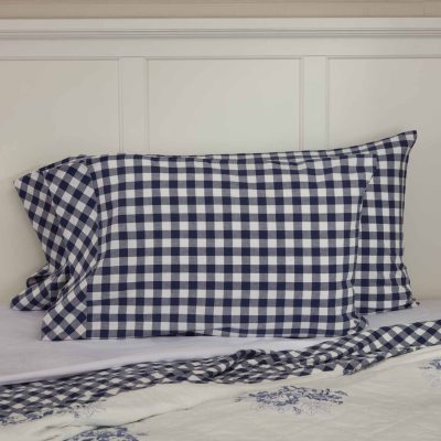 vintage check blue shams set of two farmhouse pillow covers