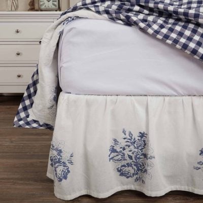 lydia blue bed skirt queen farmhouse queen bed skirt