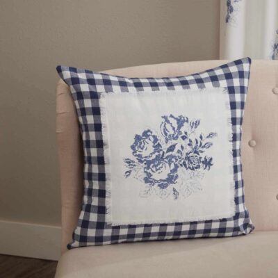 lydia blue check 20" x 20" pillow cover farmhouse pillowcase