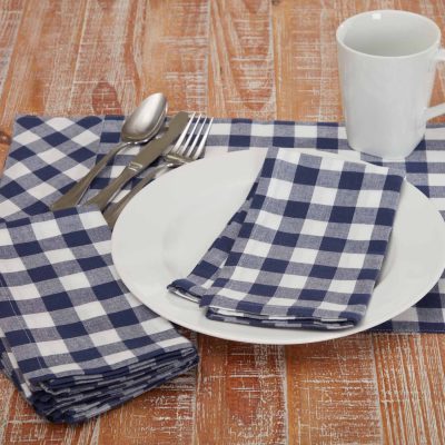 Vintage Check Blue Napkins, Set/4