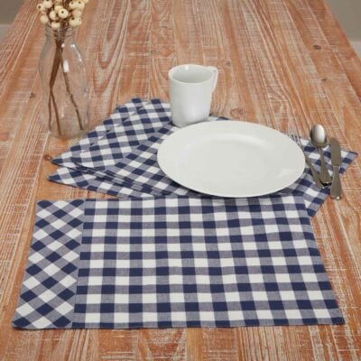 Vintage Check Blue Placemats, Set/4