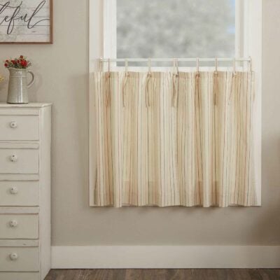 betsy stripe tie top tiers set of two farmhouse cafe curtains