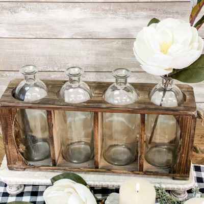 Melrose International Bottle Vases in Wood Stand 15