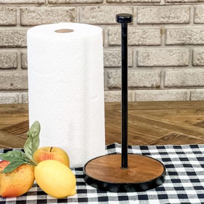 Metal Paper Towel Holder w/ Wooden Base